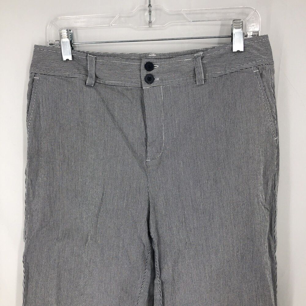 Christopher & Banks Blue White Railroad Striped Capri Button Ankle Pants 6